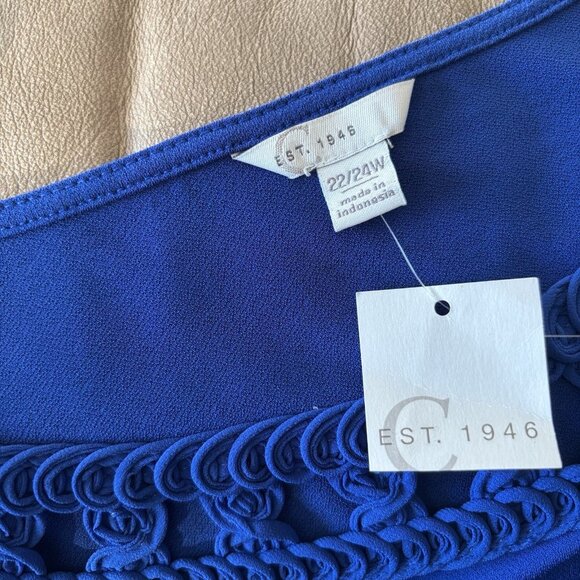 C. Est. 1946 Blouse Blue Short Sleeve Top Women’s PLUS SIZE 22/24W Mature NWT - Picture 6 of 13